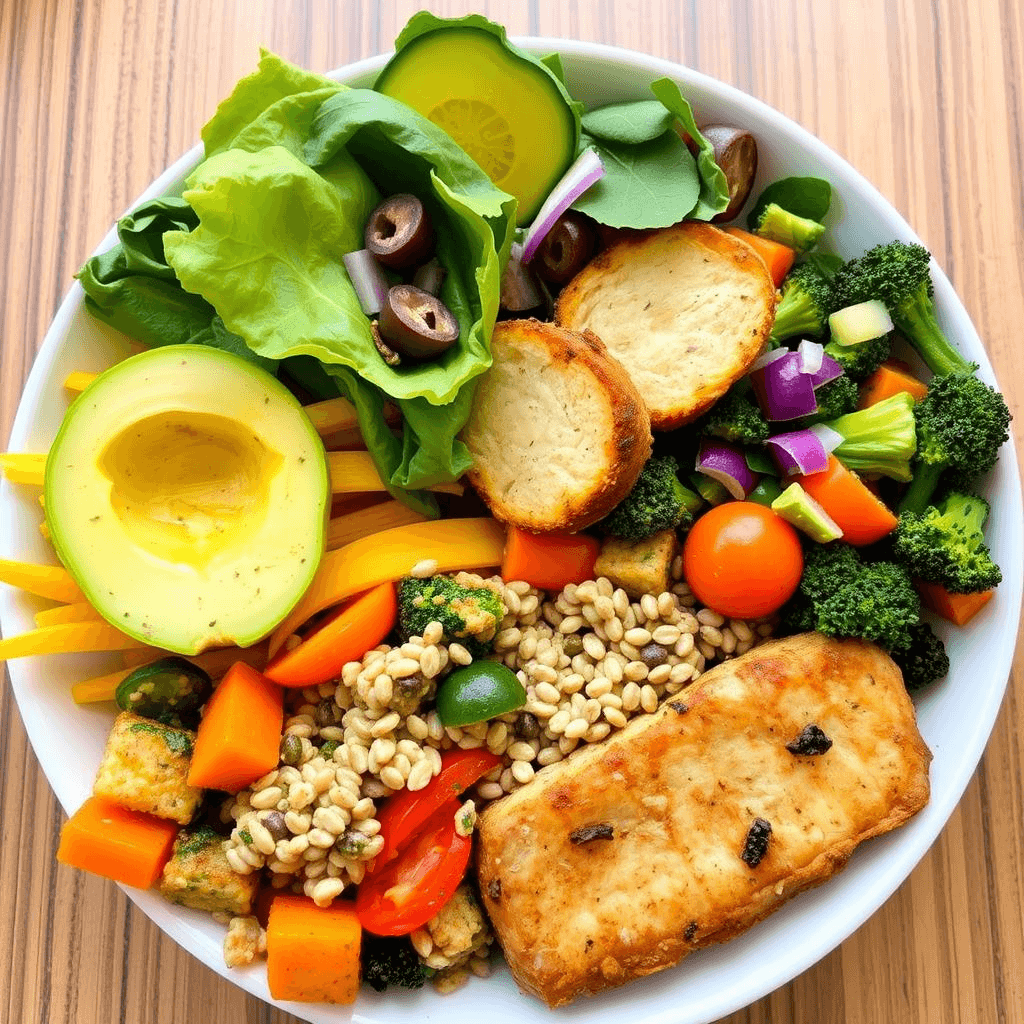6 Must-Have Vitamins For Diabetics: A Natural Guide To Getting Them Healthy balanced meal with colorful vegetables, whole grains, and lean protein